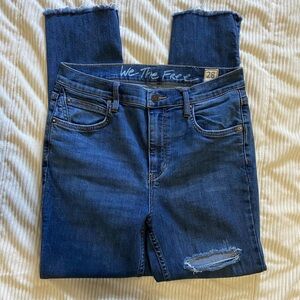 We The Free Distressed Dark Blue Ankle Jeans